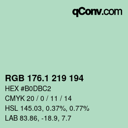 カラーコード: RGB 176.1 219 194 | qconv.com