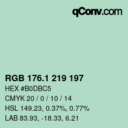 Color code: RGB 176.1 219 197 | qconv.com