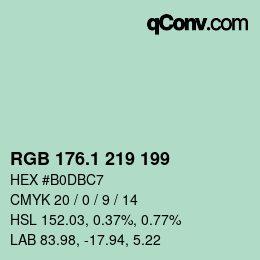 カラーコード: RGB 176.1 219 199 | qconv.com