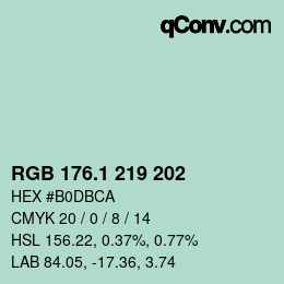 Color code: RGB 176.1 219 202 | qconv.com