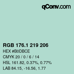 Color code: RGB 176.1 219 206 | qconv.com