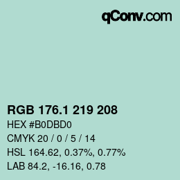 カラーコード: RGB 176.1 219 208 | qconv.com