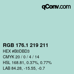 Color code: RGB 176.1 219 211 | qconv.com