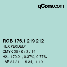 Color code: RGB 176.1 219 212 | qconv.com