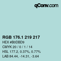 カラーコード: RGB 176.1 219 217 | qconv.com