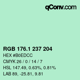カラーコード: RGB 176.1 237 204 | qconv.com