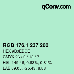 Color code: RGB 176.1 237 206 | qconv.com