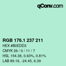 Color code: RGB 176.1 237 211 | qconv.com