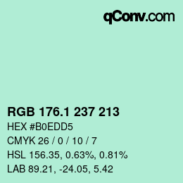 カラーコード: RGB 176.1 237 213 | qconv.com