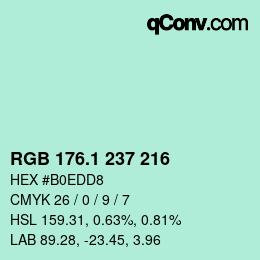 Color code: RGB 176.1 237 216 | qconv.com