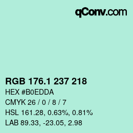 カラーコード: RGB 176.1 237 218 | qconv.com