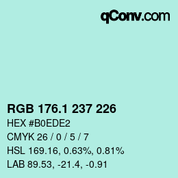 Color code: RGB 176.1 237 226 | qconv.com
