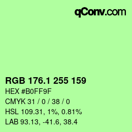 カラーコード: RGB 176.1 255 159 | qconv.com