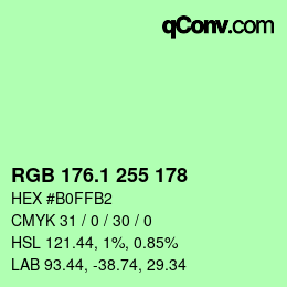 カラーコード: RGB 176.1 255 178 | qconv.com