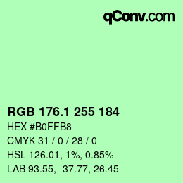 カラーコード: RGB 176.1 255 184 | qconv.com