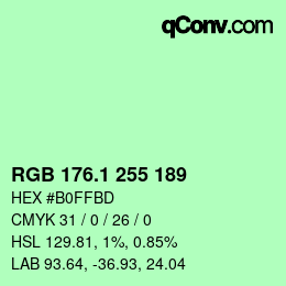 カラーコード: RGB 176.1 255 189 | qconv.com