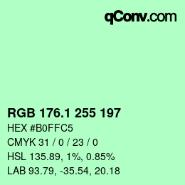 カラーコード: RGB 176.1 255 197 | qconv.com