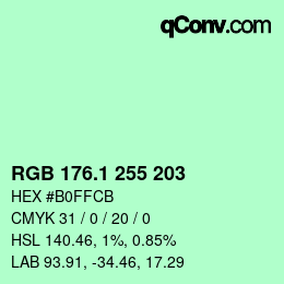 カラーコード: RGB 176.1 255 203 | qconv.com