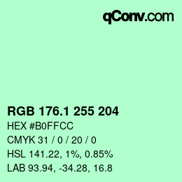 カラーコード: RGB 176.1 255 204 | qconv.com