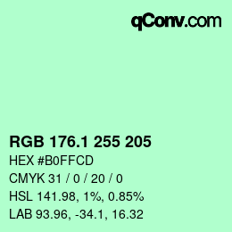 カラーコード: RGB 176.1 255 205 | qconv.com