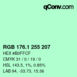 カラーコード: RGB 176.1 255 207 | qconv.com