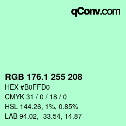 カラーコード: RGB 176.1 255 208 | qconv.com