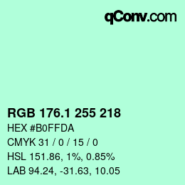 カラーコード: RGB 176.1 255 218 | qconv.com