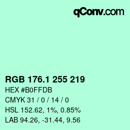カラーコード: RGB 176.1 255 219 | qconv.com
