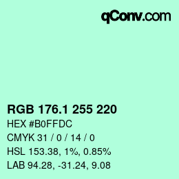 カラーコード: RGB 176.1 255 220 | qconv.com