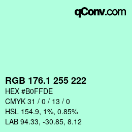 カラーコード: RGB 176.1 255 222 | qconv.com