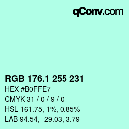 カラーコード: RGB 176.1 255 231 | qconv.com
