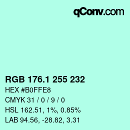 カラーコード: RGB 176.1 255 232 | qconv.com
