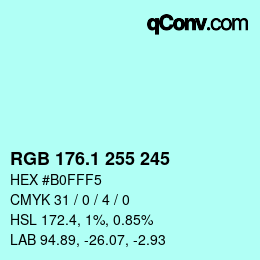 Color code: RGB 176.1 255 245 | qconv.com