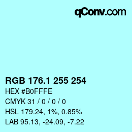 Color code: RGB 176.1 255 254 | qconv.com