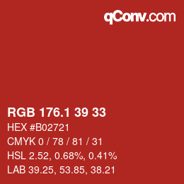 カラーコード: RGB 176.1 39 33 | qconv.com