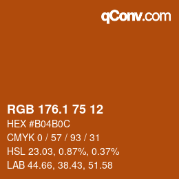 カラーコード: RGB 176.1 75 12 | qconv.com