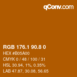 Color code: RGB 176.1 90.8 0 | qconv.com