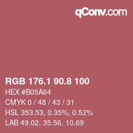 Color code: RGB 176.1 90.8 100 | qconv.com