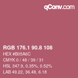 カラーコード: RGB 176.1 90.8 108 | qconv.com