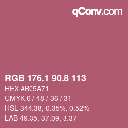 カラーコード: RGB 176.1 90.8 113 | qconv.com