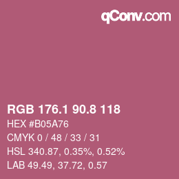 カラーコード: RGB 176.1 90.8 118 | qconv.com
