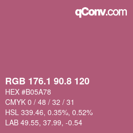 カラーコード: RGB 176.1 90.8 120 | qconv.com