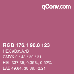 カラーコード: RGB 176.1 90.8 123 | qconv.com