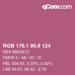 カラーコード: RGB 176.1 90.8 124 | qconv.com