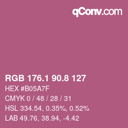 カラーコード: RGB 176.1 90.8 127 | qconv.com