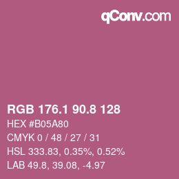 カラーコード: RGB 176.1 90.8 128 | qconv.com