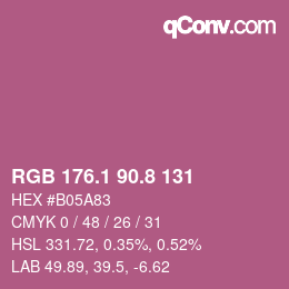 カラーコード: RGB 176.1 90.8 131 | qconv.com