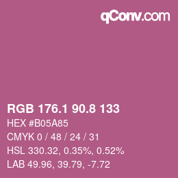 カラーコード: RGB 176.1 90.8 133 | qconv.com