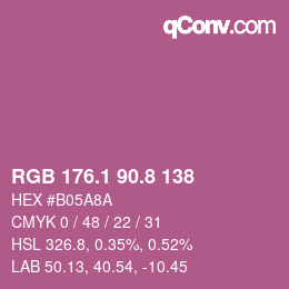 カラーコード: RGB 176.1 90.8 138 | qconv.com