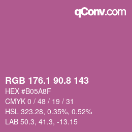 カラーコード: RGB 176.1 90.8 143 | qconv.com